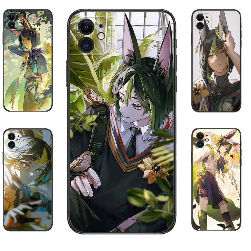 

Genshin Impact Tighnari Mobile Phone Case for IPhone 14 13 12 11 Pro Max SE XR X XS Max 8Plus 7plus TPU Shell Black Phone Cover
