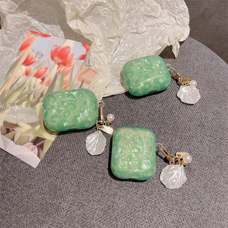 

Green Leopard Print Shell Pattern Case for Apple AirPods 1 2 3 Pro Cases Cover IPhone Bluetooth Earbuds Earphone Air Pods Case