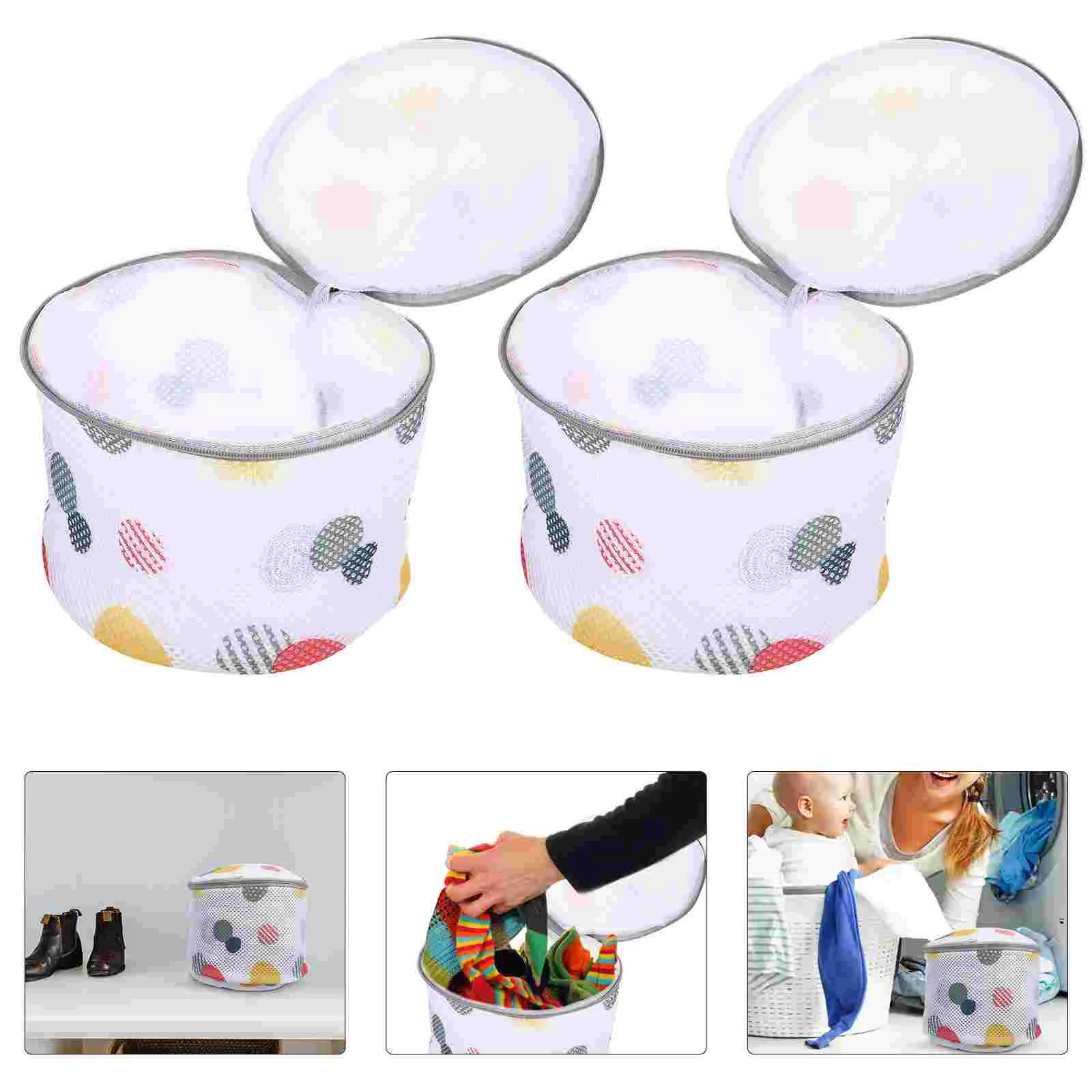 

2Pcs Laundry Bag Zipper Storage Portable Travel Bag Washing Machine Bag Mesh Net
