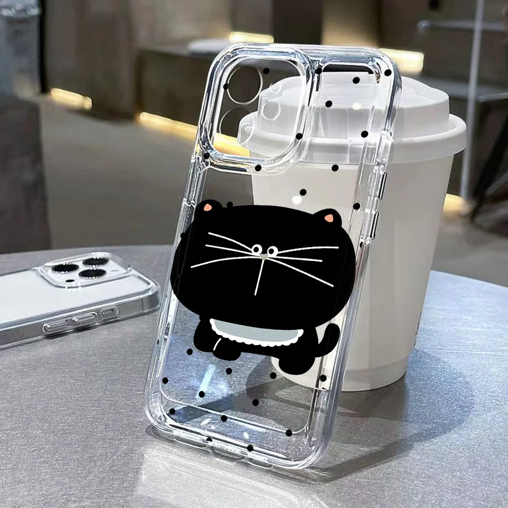 Фото Милый чехол для телефона с черной кошкой для Samsung A57 A56 5G A17 A16, S26 S25 Ultra A37 A07 A55 A26 A36 S22 S23 S24 S25 FE, чехол-сердце №5