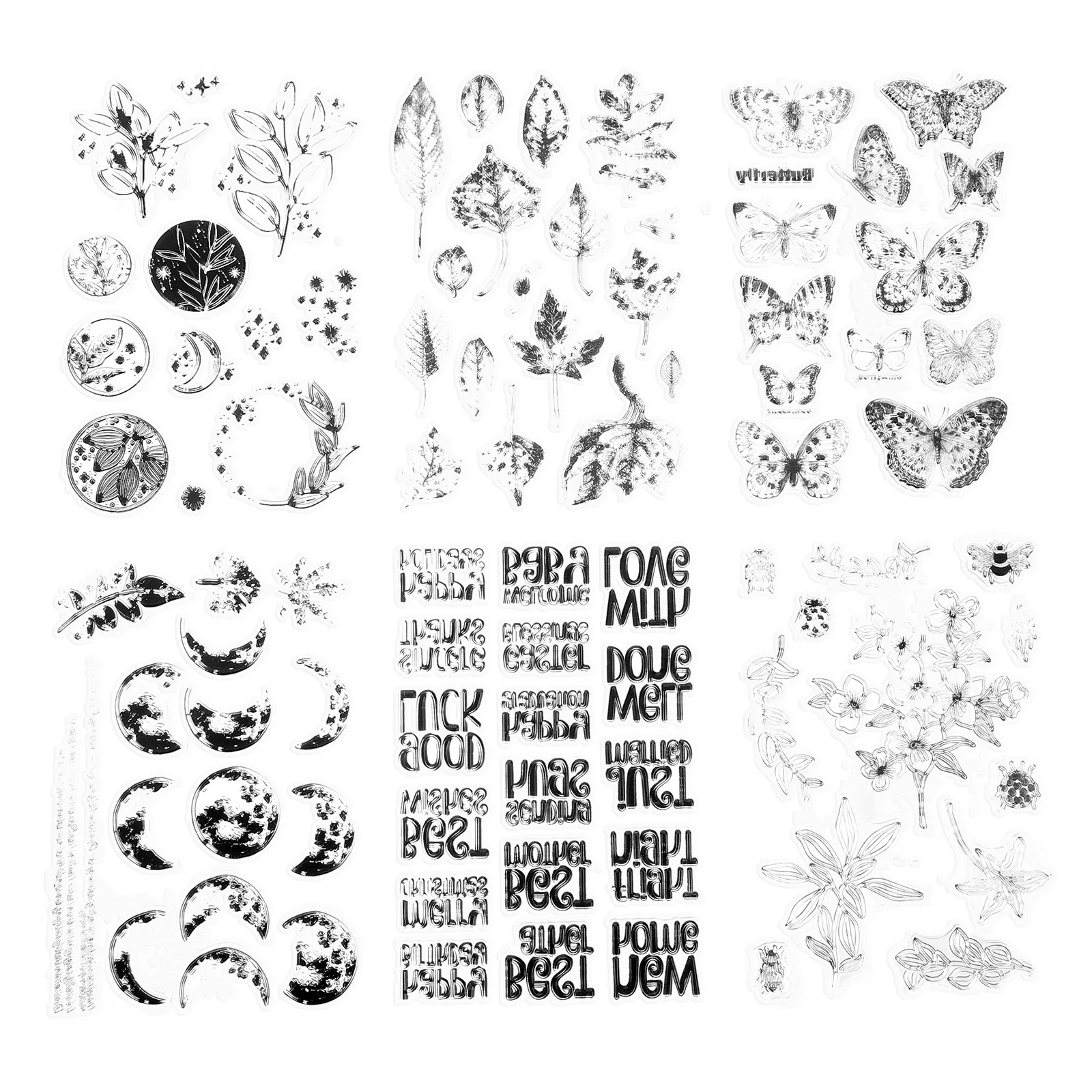 

6 Sheets Retro Stamps DIY Scrapbook Clear Silicone Stamps DIY Stamps Journaling Supplies