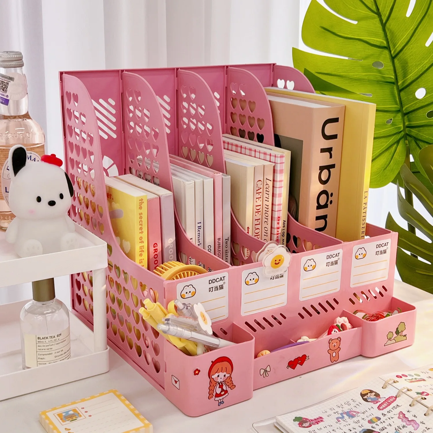 

Вместительная стойка для книг, канцелярские принадлежности, Офисная разделенная съемная подставка для файлов, органайзер для хранения файлов, органайзер, милая рамка для файлов