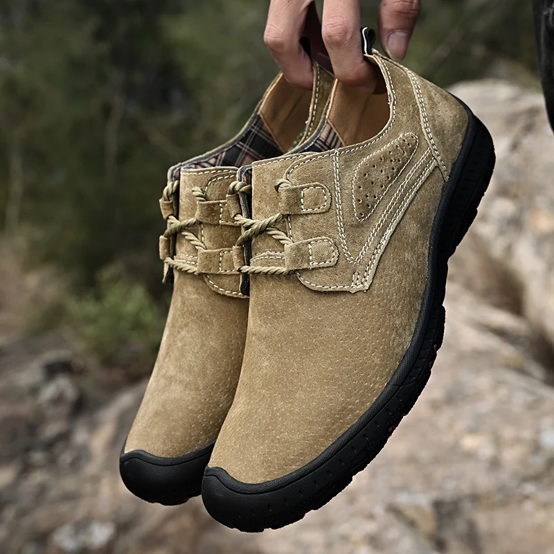 

Замшевые Кожаные мужские повседневные туфли, резиновая Роскошная Уличная обувь, Нескользящие, для отдыха, прогулок