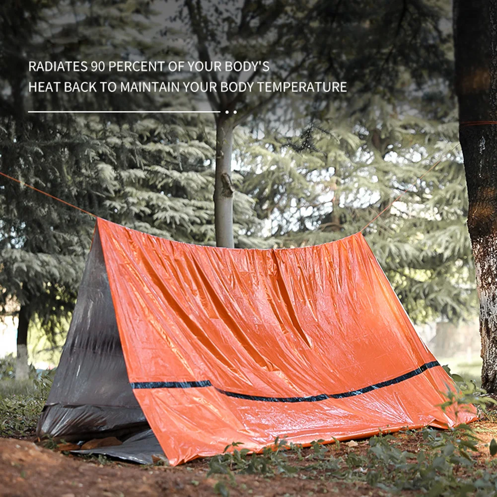 

240x150 Emergency Shelter Waterproof Thermal Blanket Rescue Survival Kit Tent W/ Whistle Cold-proof Sleeping Bag Warm Tent