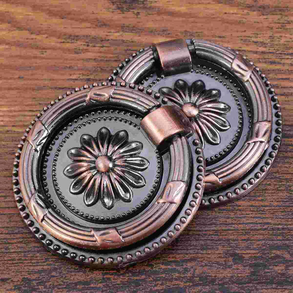 

Drawer Ring Cabinet Knobs Handle Brass Vintage Handles Drop Knob Replacement Dresser Door Kitchen Retro Hole Single Bronze
