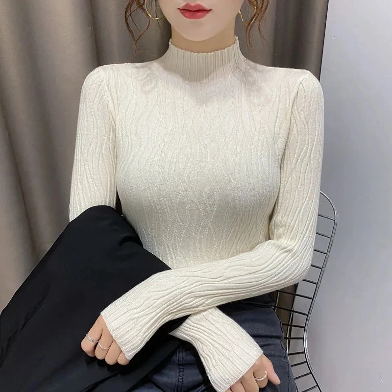 

Women's Half Turtleneck Sweater Pure Color 2022 New Trending Sweater Autumn Winter Pullover Korean Fashion Ladies Top Knitwear