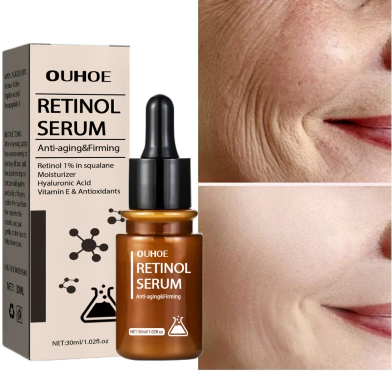 Retinol Wrinkles Removal Face Serum Lift Firming Anti-Aging Fade Smooth Fine Lines Skin Care Essence Moisturizing Beauty Health
