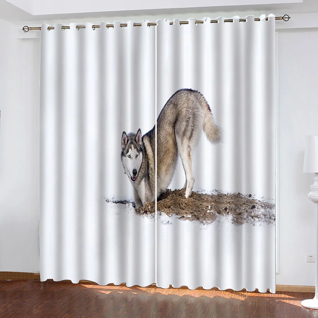 Короткие шторы по индивидуальному заказу с изображением волка затеняющие для