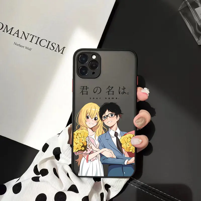 

Cute Anime You Lie in April Hard Matte Black Anti-fall Couple Case Suitable for Iphone 14 13 12 11 Pro Max X XR XSMAX 7 8 Plus