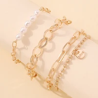 fashion punk cuban chain bracelet set thick gold charm bracelet bracelet women gifts 2022 fashion jewelry