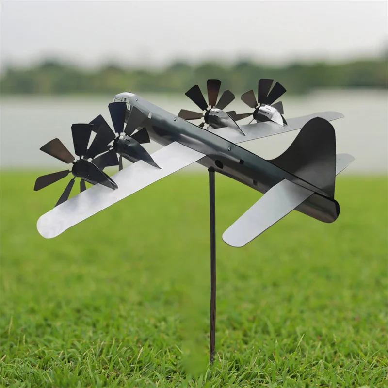 B-29 Super Fortress Aircraft Wind Spinner Metal Windmill Wind Energy For Yard Cool Decoration For Outdoor Garden Sculpture
