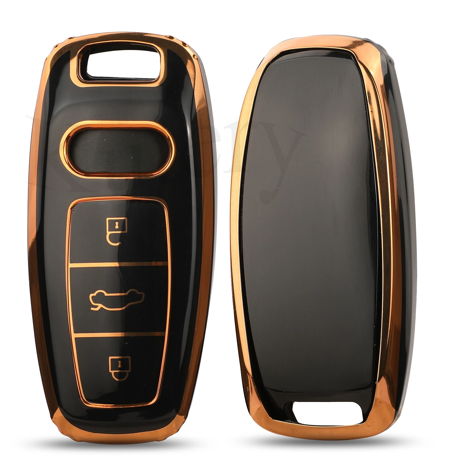 Jingyuqin Новый 3BTN Мягкий чехол для автомобильного ключа из ТПУ Audi A6 A7 A8 E-tron Q5 Q8 C8 D5 Golden