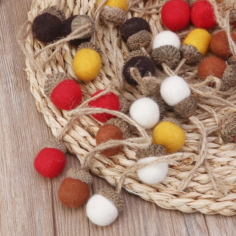 

Рождественские войлочные украшения из искусственной шерсти 270F, 30 шт., подвесные шарики из сосны, деревенский фермерский декор с веревкой, по...