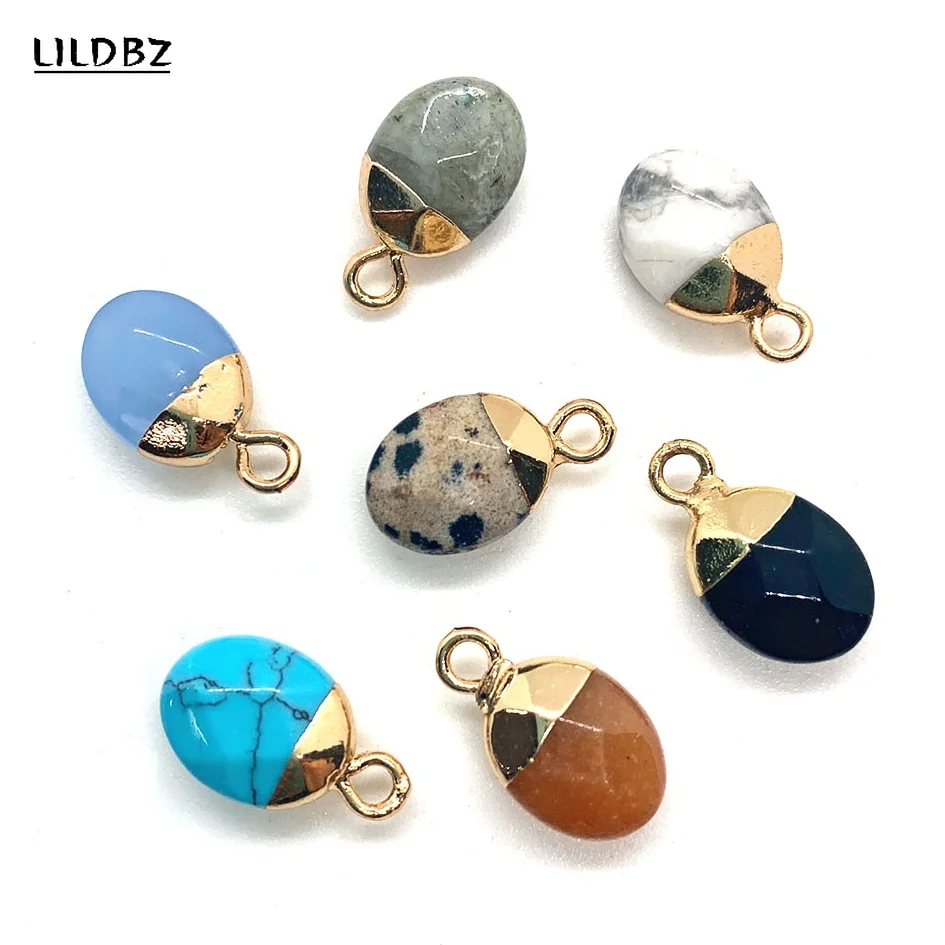 1 шт. очаровательный Аквамариновый натуральный камень кулон ожерелье с Speckled 8x14 мм