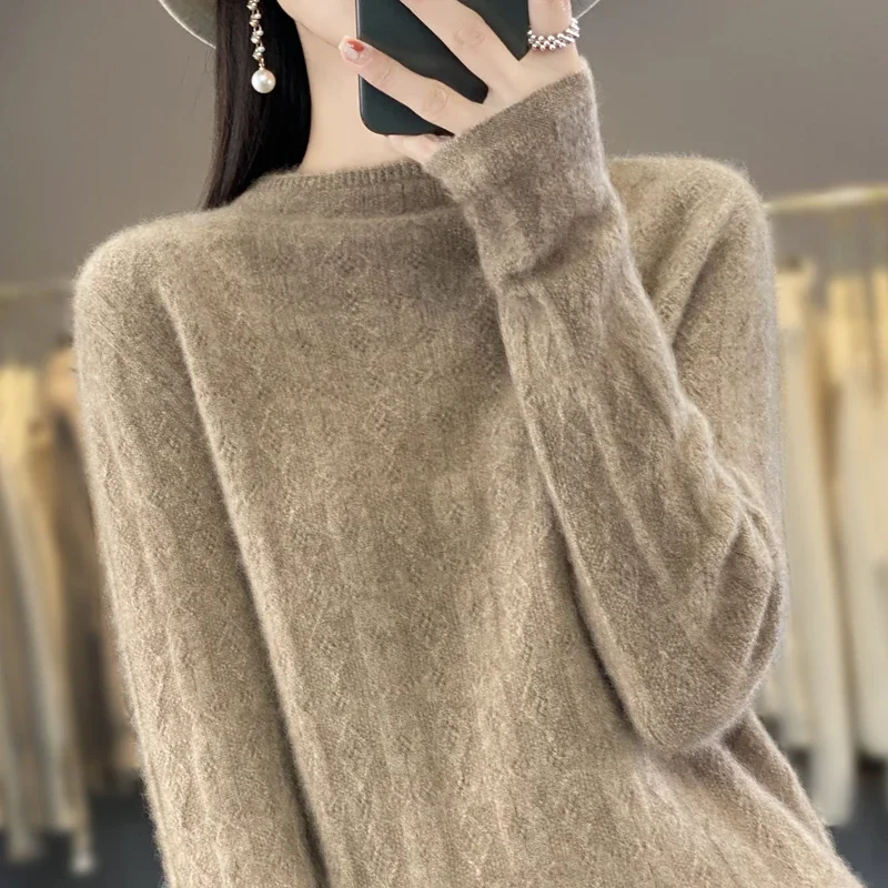 Женский вязаный свитер с длинными рукавами повседневный теплый Свободный