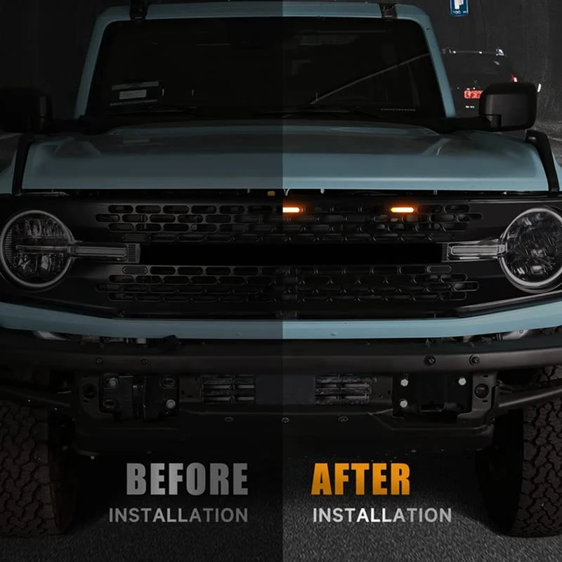 Передние фонари для радиатора Ford Bronco Wildtrak/ Badlands/ First Edition/ Everglads 2021-2023 янтарные