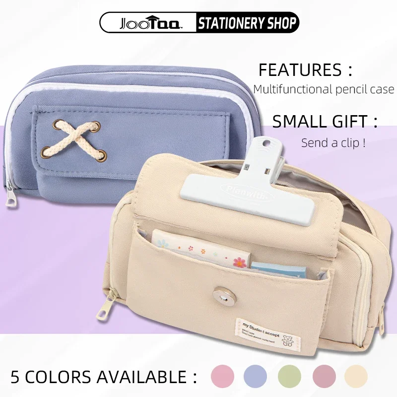 

Kawaii Pencil Case for Girls Boys Large Capacity Canvas Pen Pouch Organizer School Supplies Cute Korean Stationery Pencil Boxes