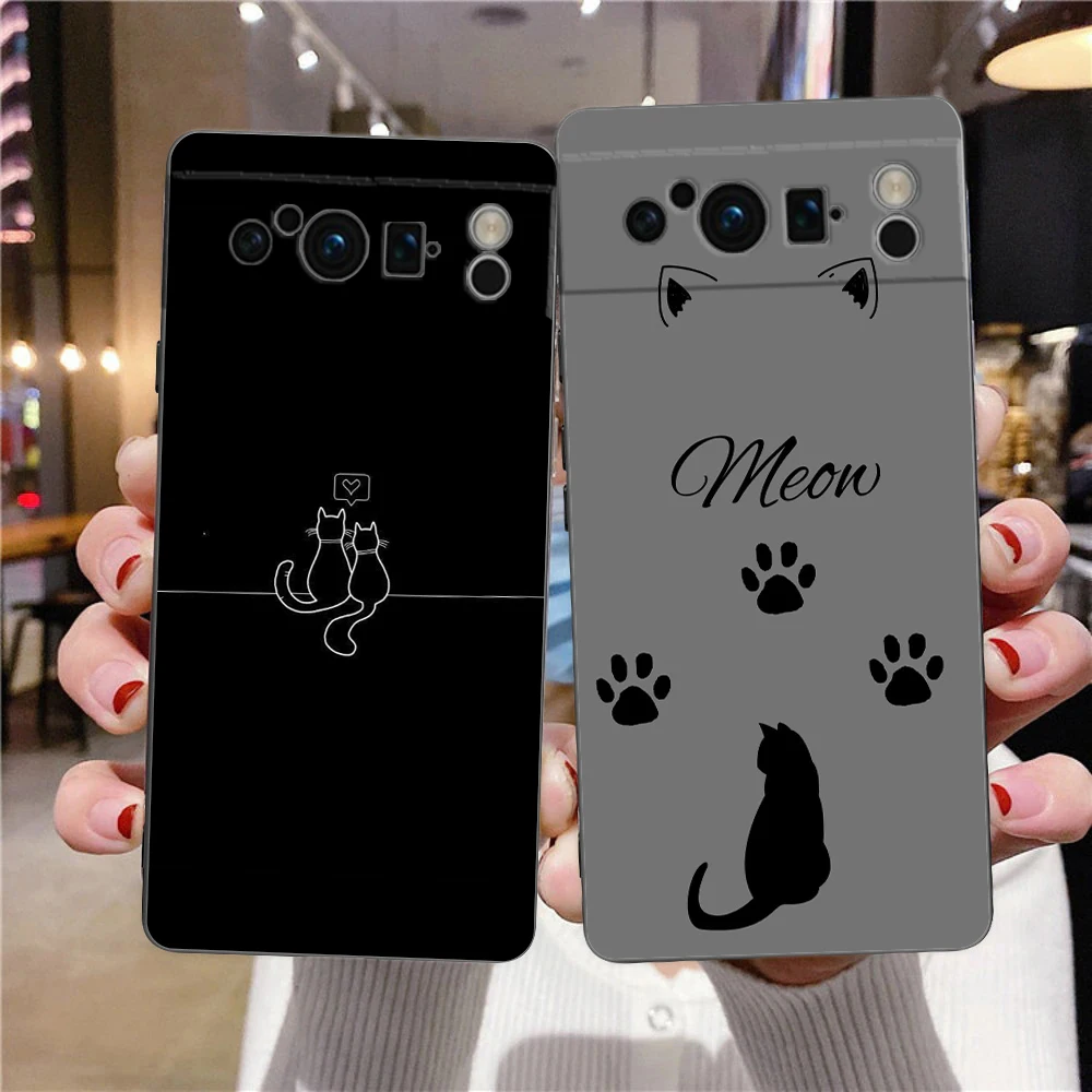 Фото Чехол для телефона Cat Line Black Cats для Google Pixel 9 8 9A 8A 7 7A 6 Pro XL 6A 5G, черный мягкий чехол с роскошным чехлом из ТПУ №1