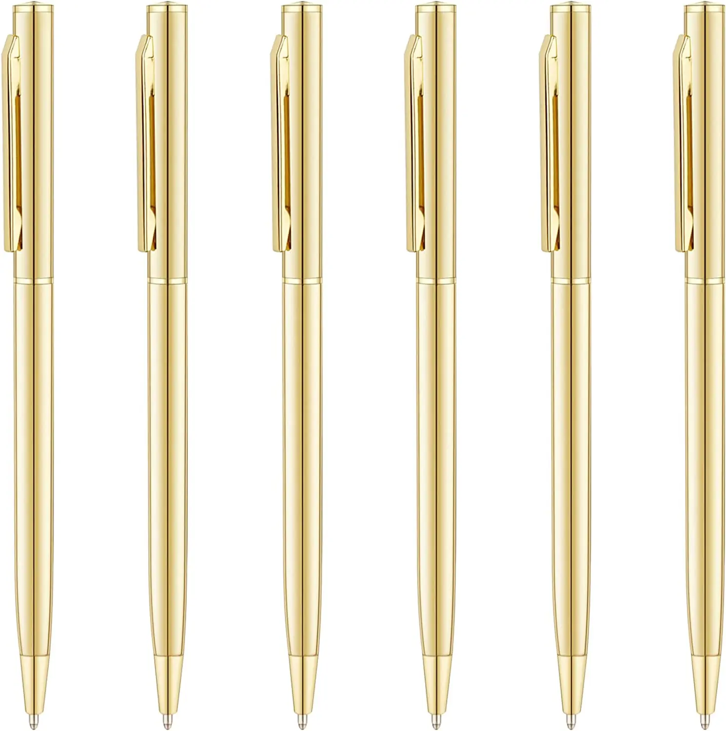 

100Pcs/Lot New Slim Metal Ballpoint Pens Rose Gold Custom Logo Advertising Lettering Engraved Name School Office Supplies Gifts