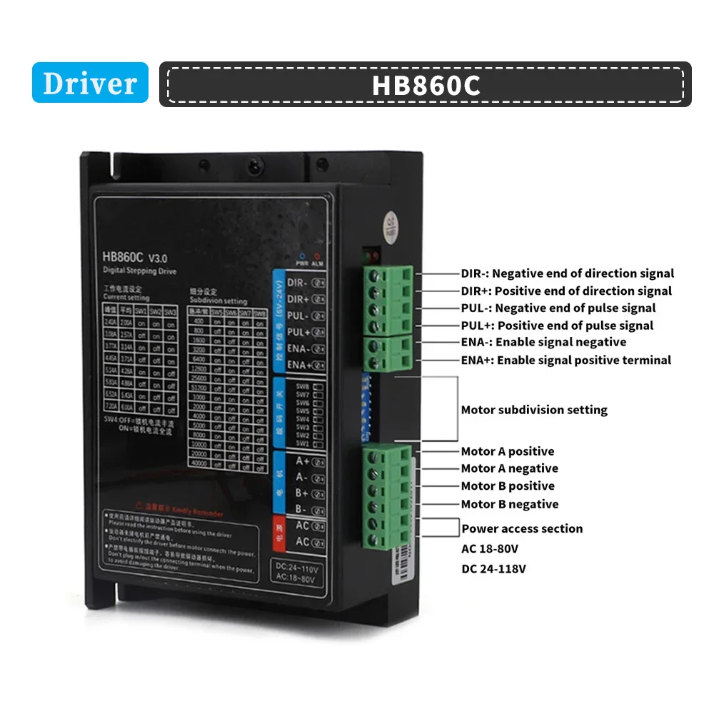 1-5-осевой шаговый двигатель Nema34 комплект контроллера блока питания 400 Вт 4 5/8 5/12NM 86