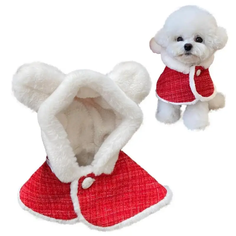 

Christmas Puppy Cloak Santa Claus Poncho Cape With Hat Christmas Pet Costumes Dog Cat Cosplay Dress Up Winter Clothes