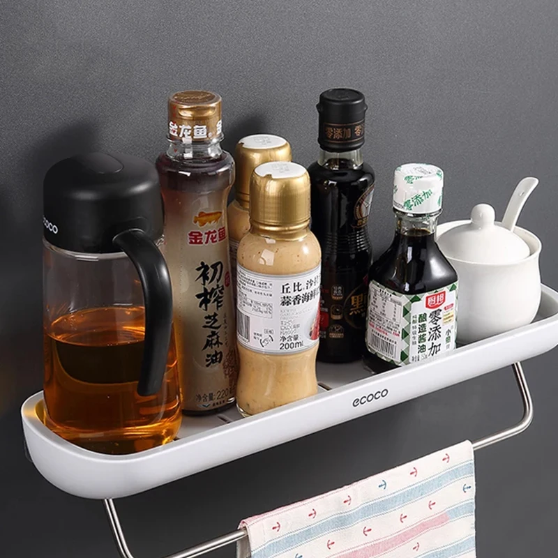 Съемная настенная полка для ванной комнаты органайзер душа монтируемая вешалка