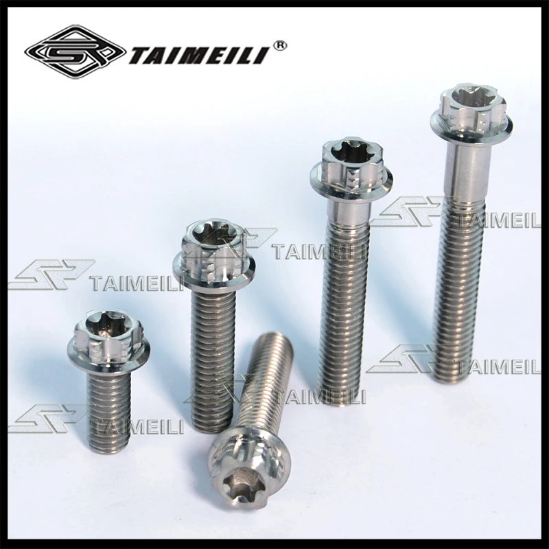 

Титановый винт TAIMEILI, винт с фланцевой головкой torx, резьбовой шаг m6x15/20/25/30/35 / 40/50/60/65/70/80/85/90 мм, винт для мотоцикла 1,0