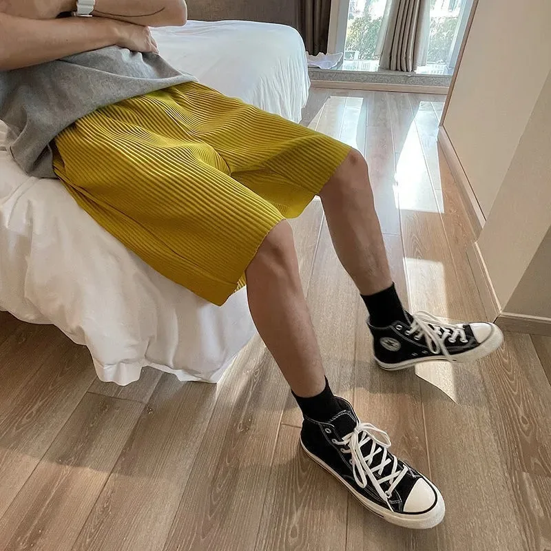 Плиссированные шорты slik мужские свободные универсальные Капри в Корейском стиле