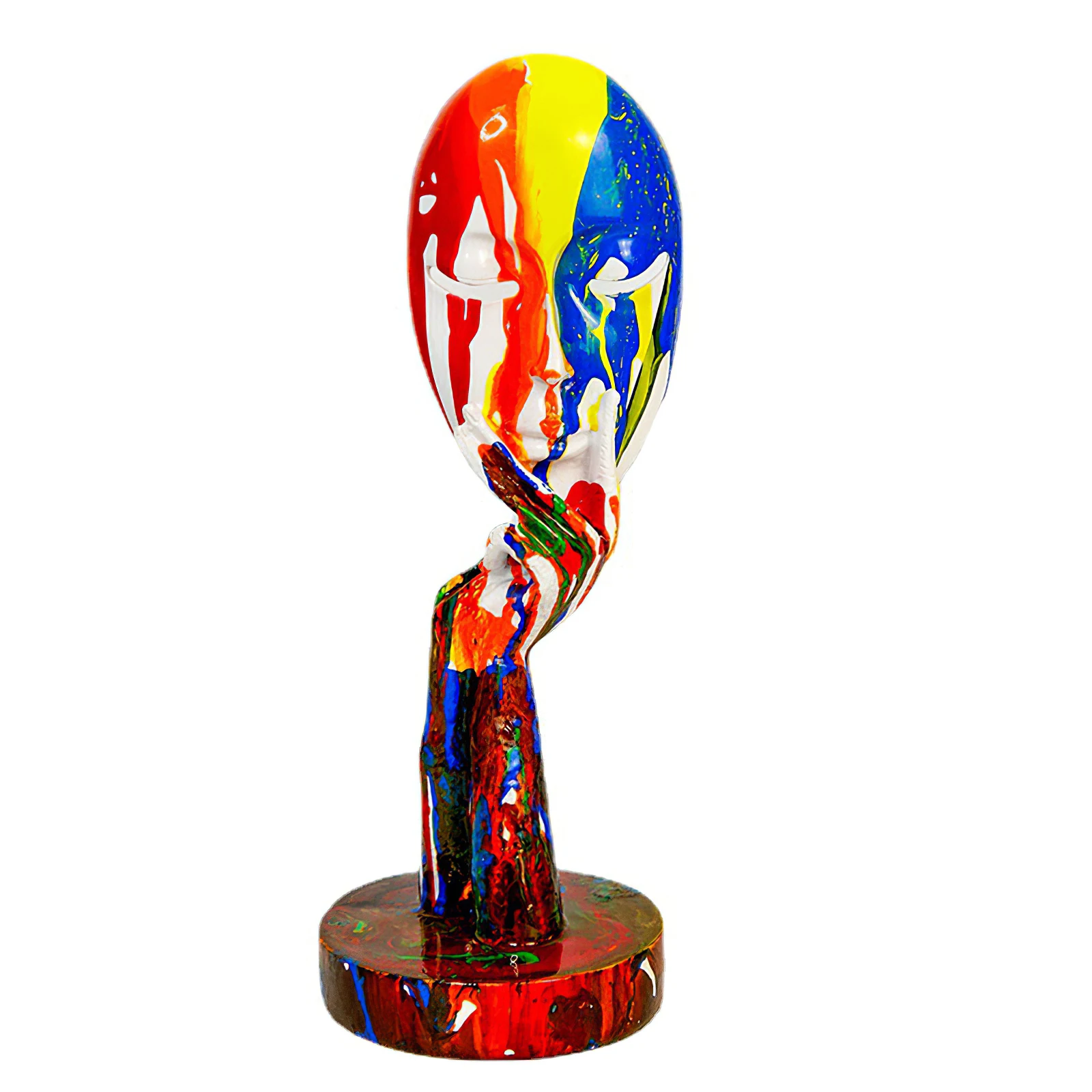 

Modern Art Creative Painted Abstract Mask Ornament Colorful Face Statues Desktop Decoration Cabinet Office Resin Sculpture Craft