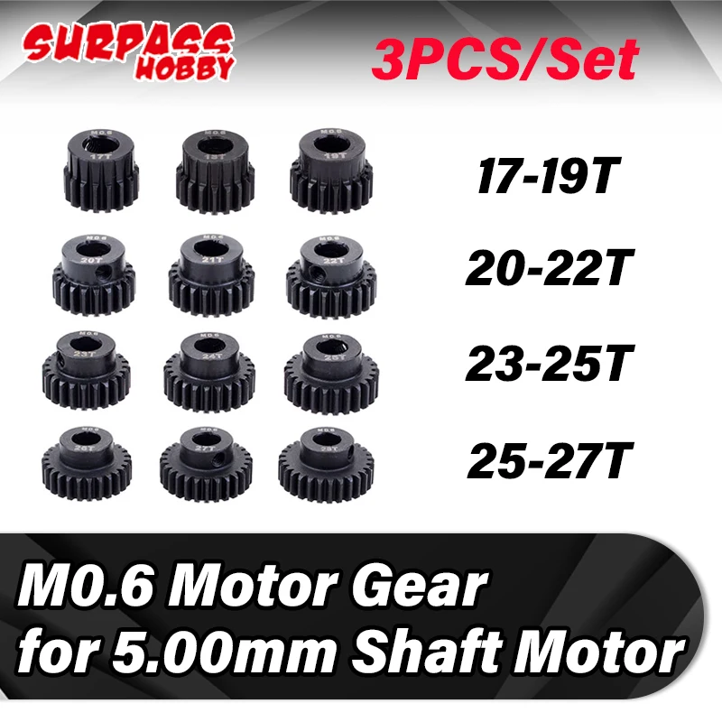

3 шт., металлические стальные шестерни для двигателя 5,0 мм 1/10 1/8 1/7