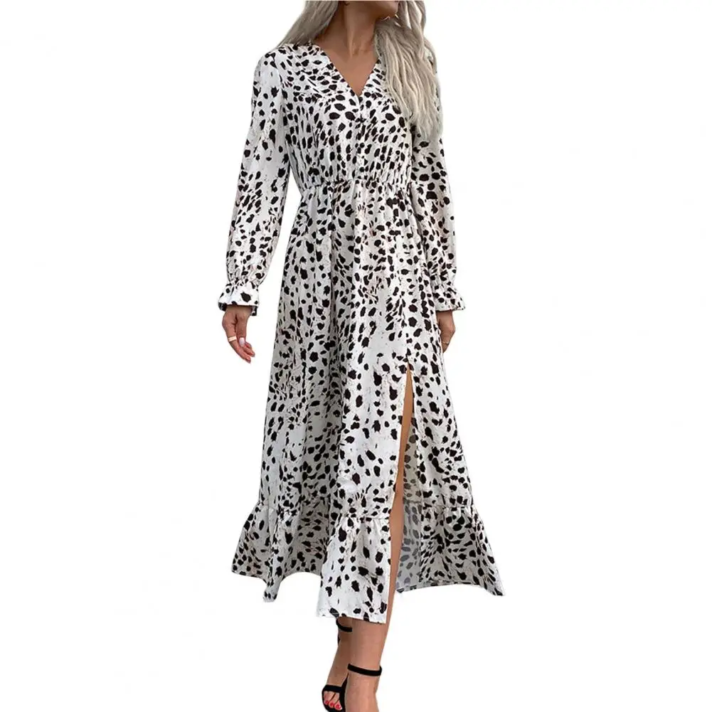 

Party Sundress Trendy Quick Drying V-Neck Woman Autumn Beach Party Long Dress Female Clothing Beach Dress Midi Dress