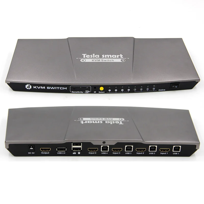 

TESmart New Tesla Smart 4K 4-Port HDMI KVM Switch with USB2.0 IR Signals