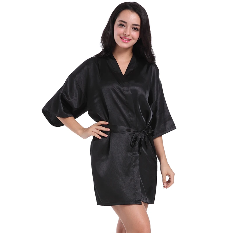 Women's Pure Short Silky Robes Bridesmaid Party Satin Robe Sleepwear For Wedding