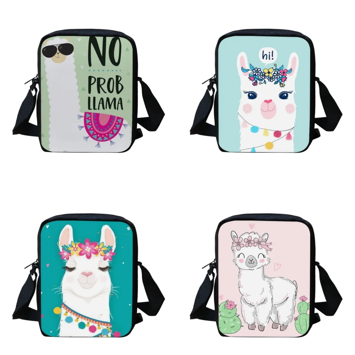 

Belidome Small Messenger Bag Llama Alpaca Cartoon Design Shoulder Bags for Women Men Portable Men Bookbag Ladies Tote Messenger