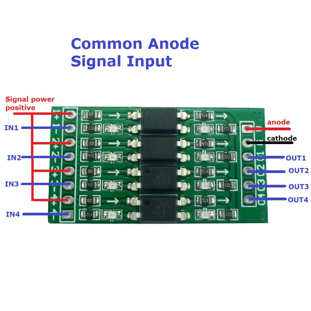 

10X 4ch 24V to 3.3V 5V 12V 24V Digital logic level conversion module in PNP/NPN out NPN OUT Optical Isolation Board