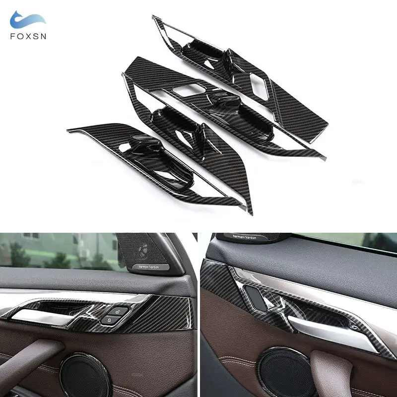 Стайлинг автомобиля, текстура из АБС-углеволокна, Внутренний дверной замок, панель двери, крышка чаши, отделка для BMW X1 F48 X2 F47 2016 2017 2018 - 2021