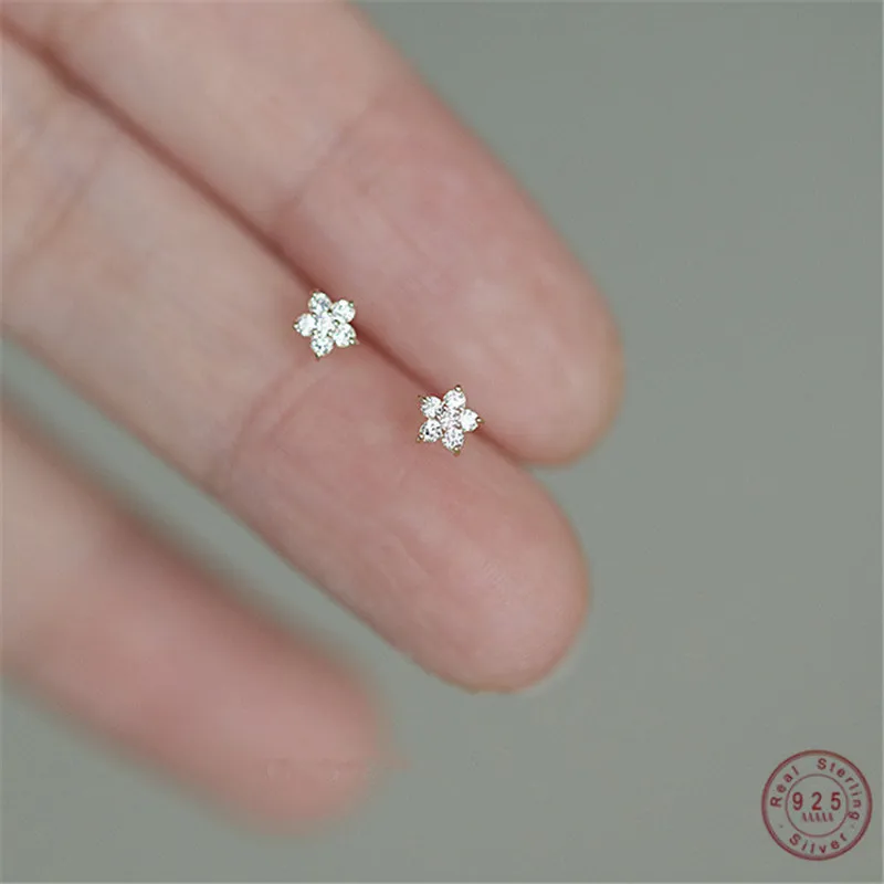 

S925 Sterling Silver Plated 14k Gold Star Earrings Full Diamond Five Pointed Star Simple Fashion Wedding Jewelry Accessories