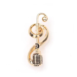 Alloy Gold Color Microphone Music Note Brooches For Women And Men New Year Gifts