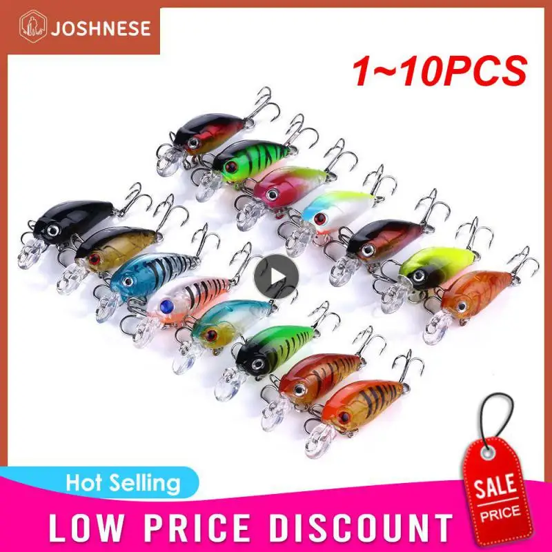 

1~10PCS Mixed Colors Minnow Fishing Lures Set 4.5cm 3.5g Mini Crank Wobblers With Treble Hooks Tackle Topwater Swim Crankbaits