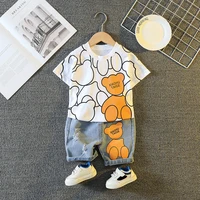 2022 summer boys cartoon short sleeve t shirt pants 2piece boys casual printed clothes