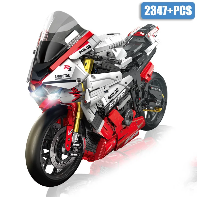 Technical Expert City Racing Car Motorcycle Building Blocks V4S PH4 H2R R1 Motorbike With LED Light Bricks Toys For Kids Gifts