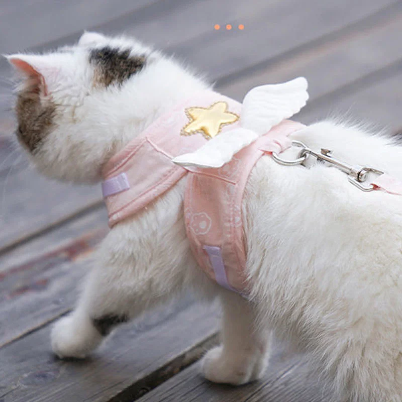 

Items Accessories Kawaii Angel Wing Vest Harness For Dogs Cats Personalized Supplies Cat Dog Harness Necklace Leash Collar Pet