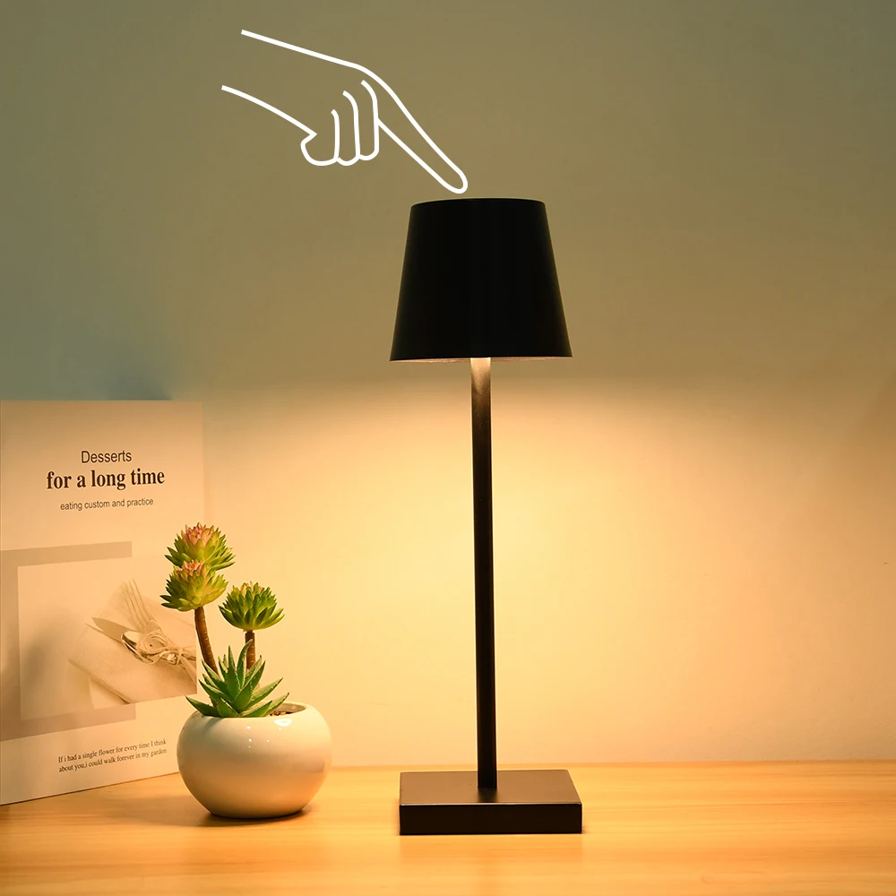 

Светодиодная настольная лампа с регулируемой яркостью, современный водонепроницаемый прикроватный светильник с питанием от USB, с аккумулятором, для спальни