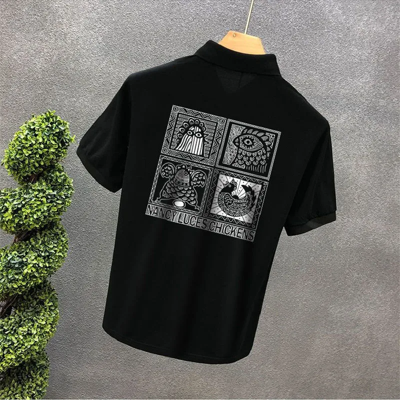 Модная брендовая рубашка-поло мужская летняя корейская модная с отложным