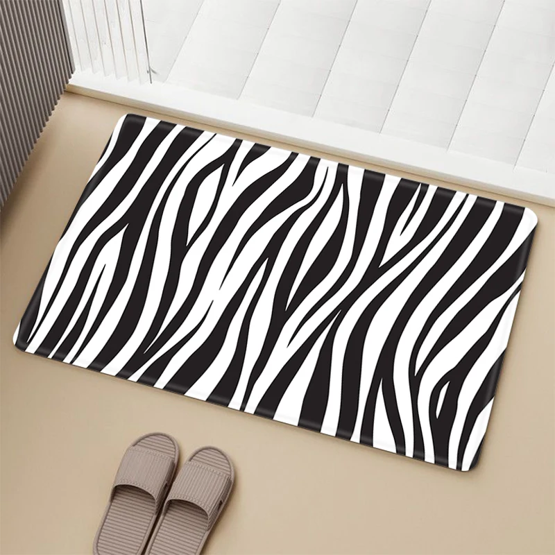 

Kitchen Foot Bath Mat for Hallway Zebra Stripes Pattern Living Room Carpet Cute Rug Rugs Home Doormat Entrance Door Carpets Mats