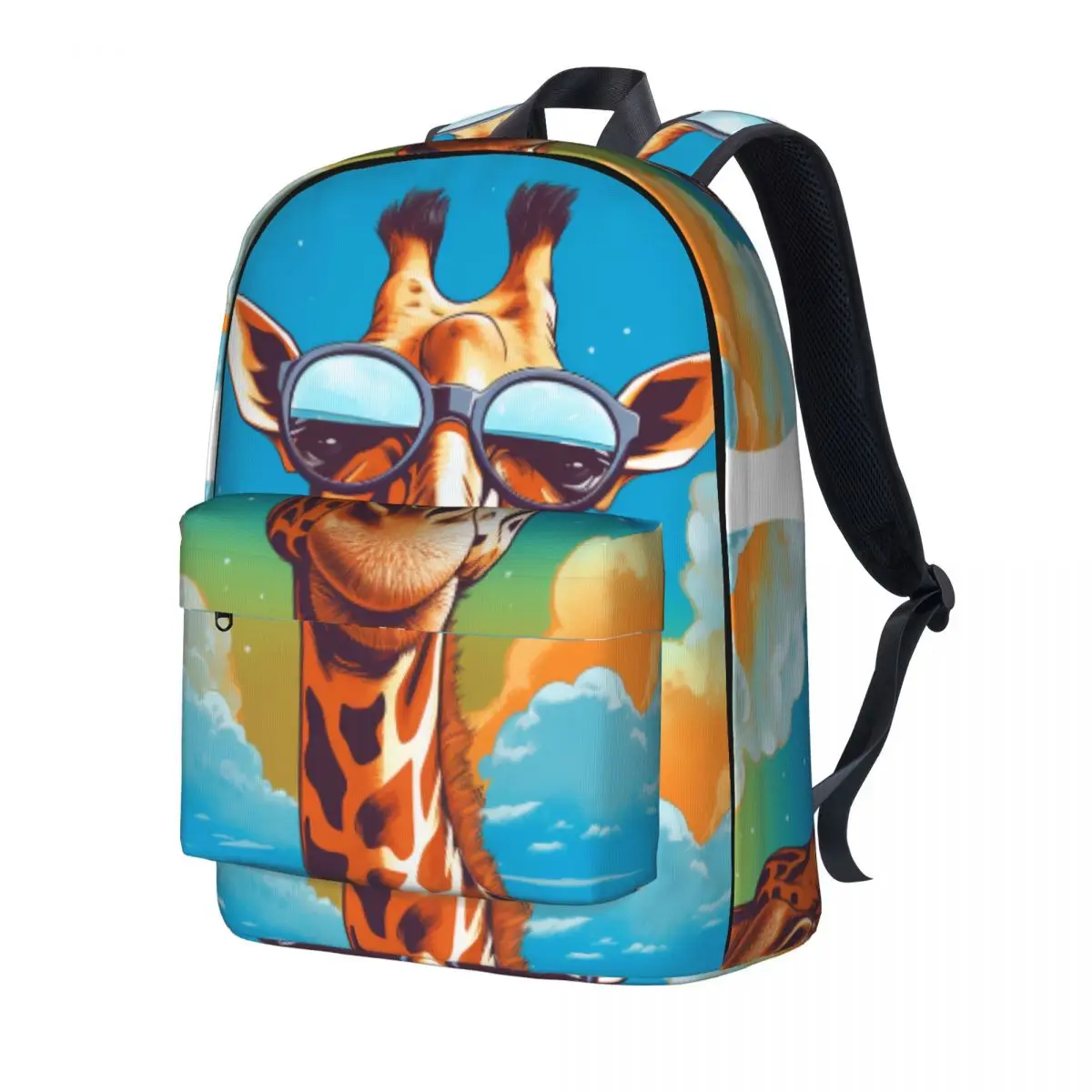 

Giraffe Backpack Animal With Glasses Sky Elegant Backpacks Girl Cycling Soft High School Bags Custom Rucksack
