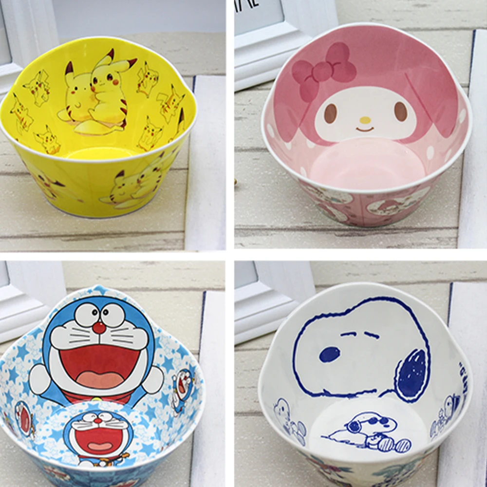 

Cartoon Anime Rice Bowl Kawaii Kittys Pikachu My Melody Melamine Tableware Chlidren Dish Noodle Salad Soup Bowls Meal Tray Gifts