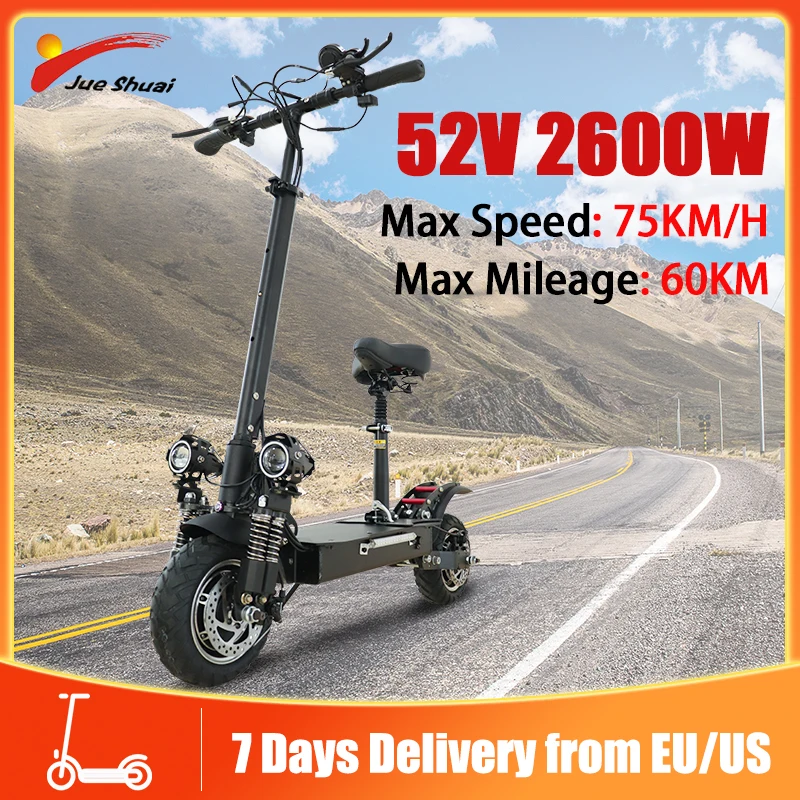 

Jueshuai X700 Electric Scooter 2600W Dual Motor 75KM/H Fast Electric Scooters Adults 10” Off-Road Tire Turn Signal E Scooter
