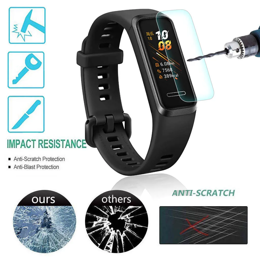 

Transparent Film Screen Protector Watch Band Full Pet For Huawei 5PCS HD 4 Cover smart wristband Magnetic Wristband for Pain