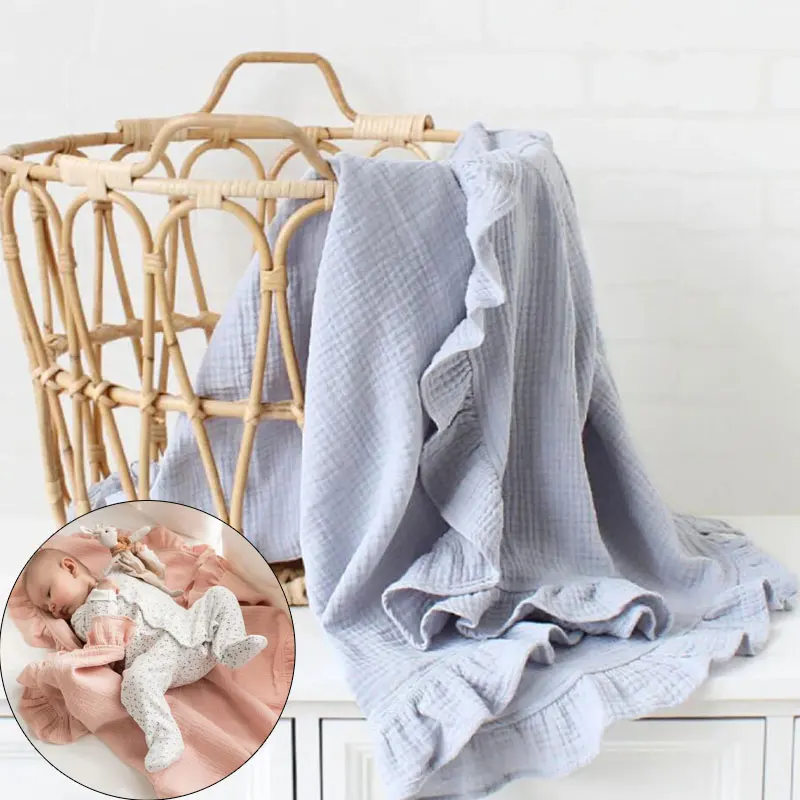 

120*120cm Muslin Cotton Receiving Blanket Infant Bedding Organic Baby Swaddle Blankets for New Born Baby Accessories Newborn
